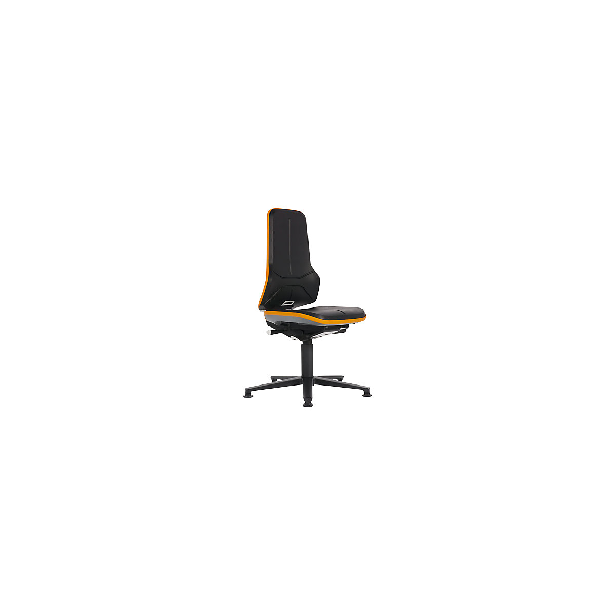 bimos – Pracovná otočná stolička NEON, s klzákmi, materiál sedadla umelá koža, flexibilná páska oranžová