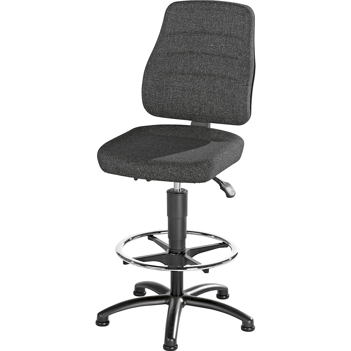 Pracovná otočná stolička – eurokraft pro, textilný poťah, s podlahovými klzákmi a nožným kruhom-4
