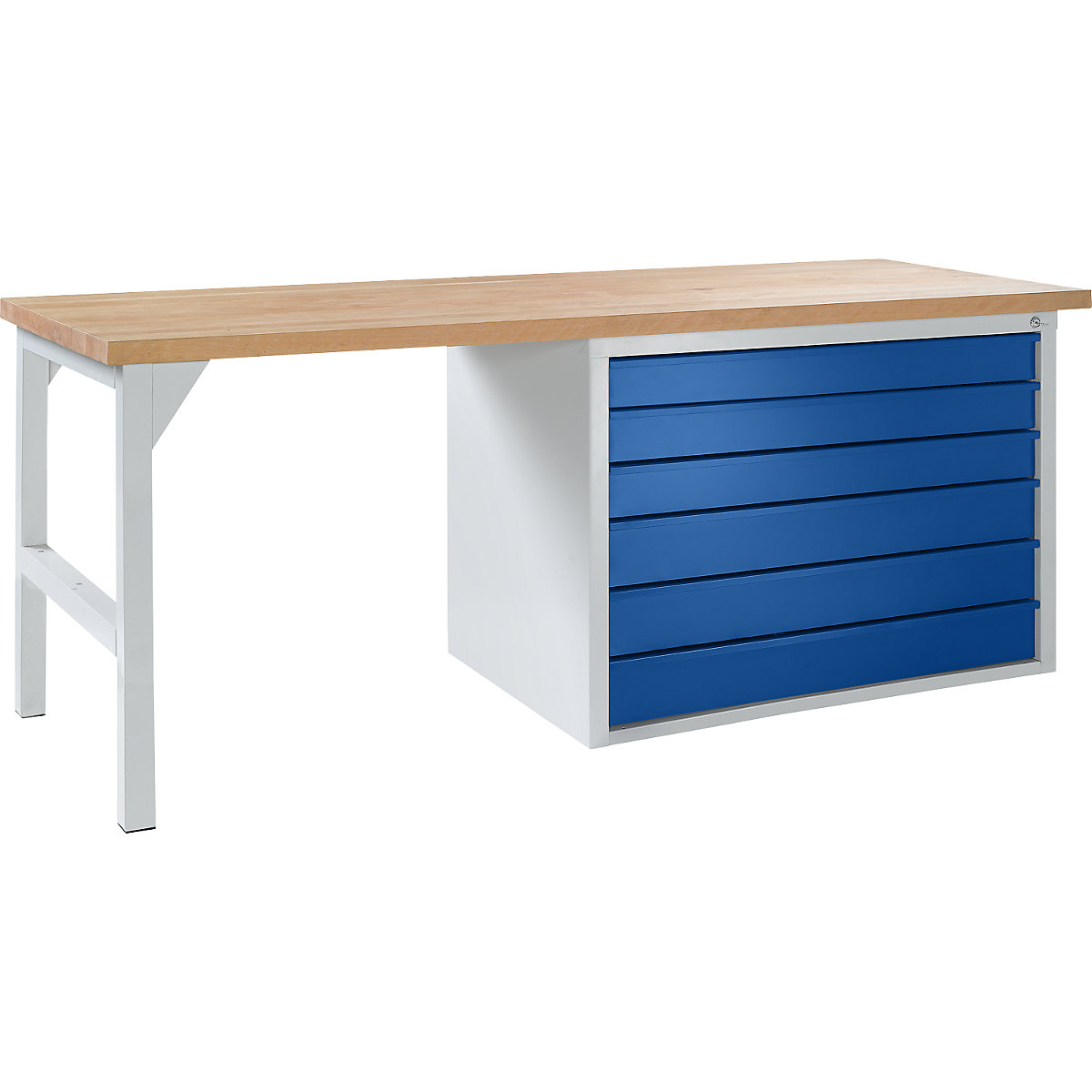 Dielenský stôl, stavebnicový systém, 6 veľkých zásuviek, šírka 2000 mm, modrá