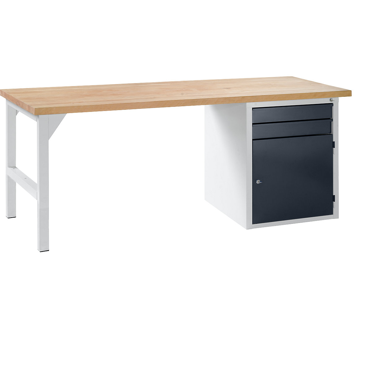 Dielenský stôl, stavebnicový systém, 2 zásuvky, 1 dvere, šírka 2000 mm, šedá