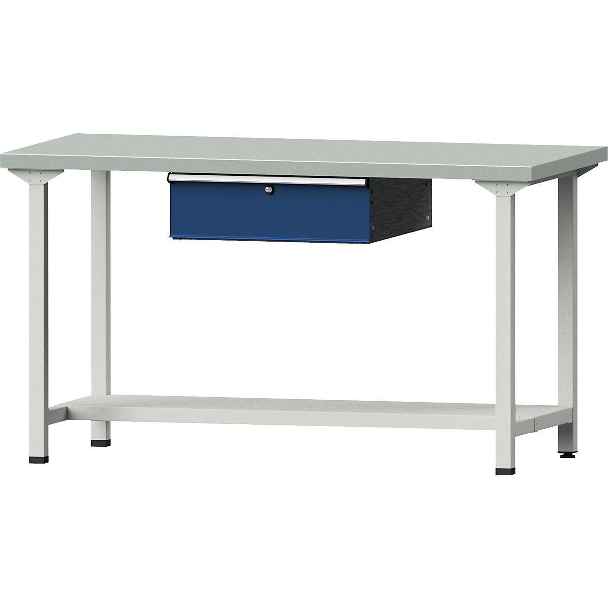 Dielenský stôl, stojanové vyhotovenie – ANKE, 1 zásuvka, 1 odkladacia polica, šírka 1500 mm, doska s povrchom z oceľového plechu-9