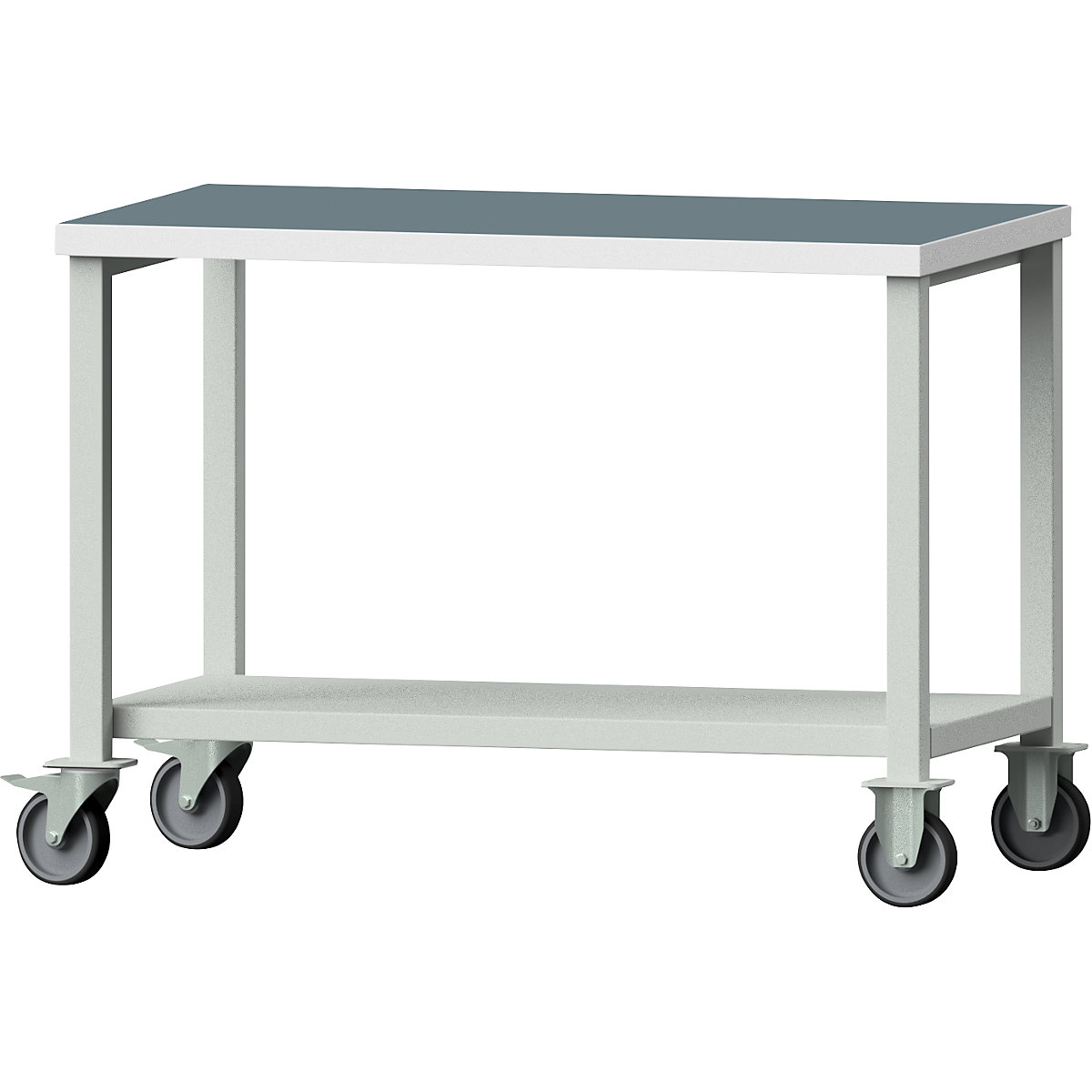 Kompaktný dielenský stôl – ANKE, šírka 1140 mm, s odkladacou policou, pojazdný, univerzálna doska-5