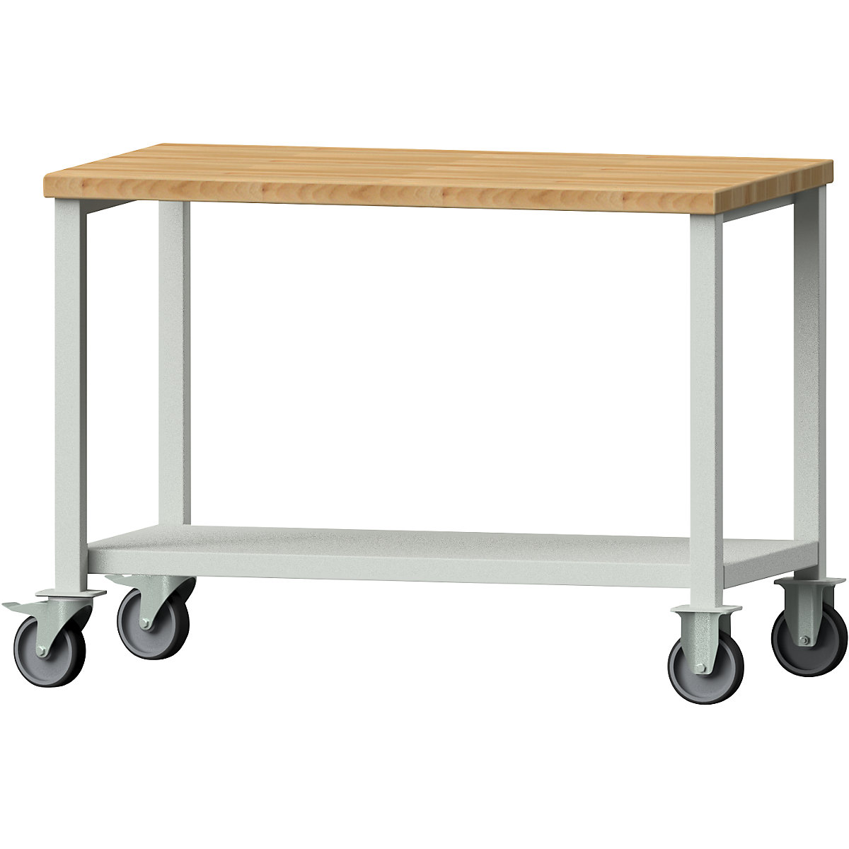 Kompaktný dielenský stôl – ANKE, šírka 1140 mm, s odkladacou policou, pojazdné-2