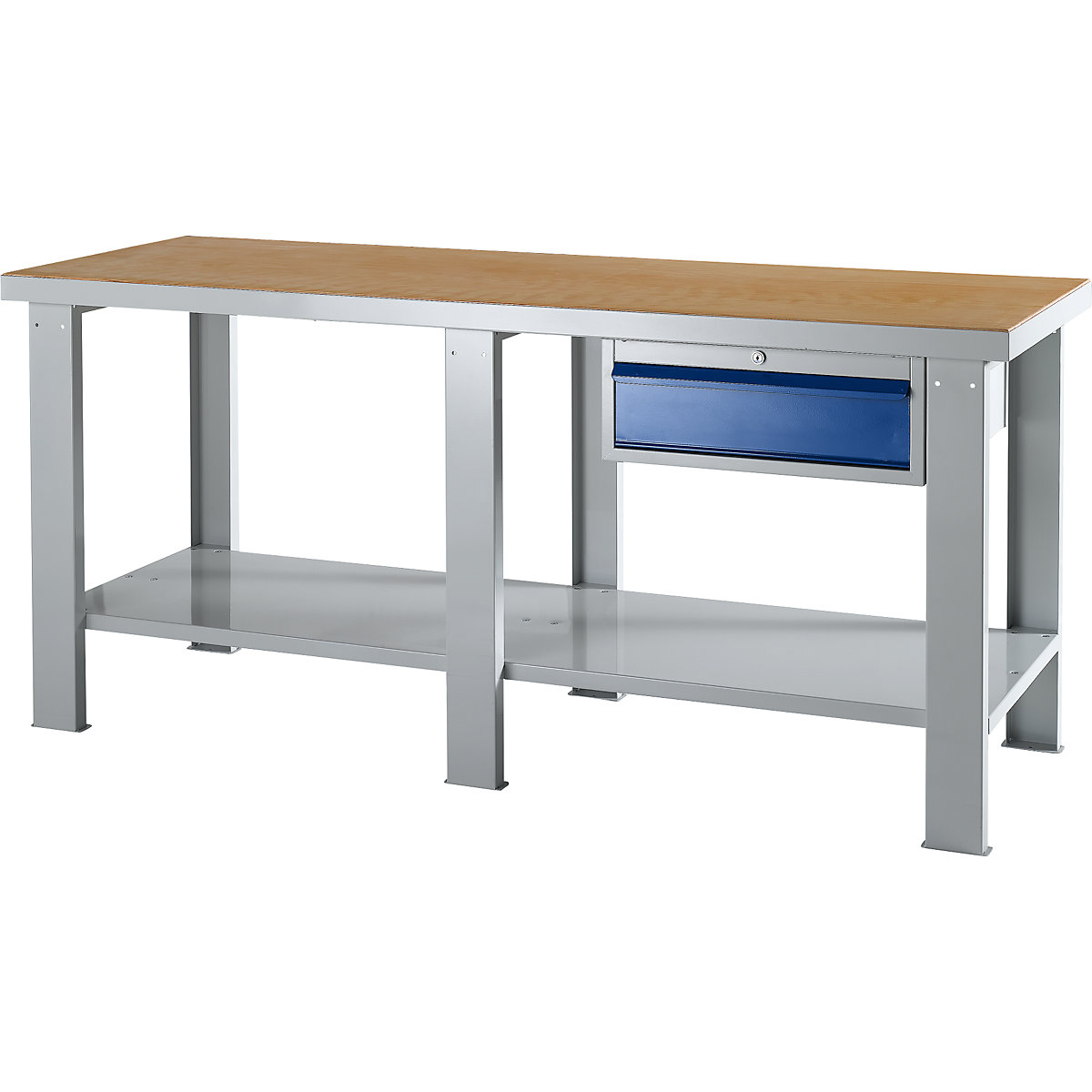 EUROKRAFTbasic – Dielenský stôl s vysokou nosnosťou, s pracovnou doskou Multiplex, š x h 2000 x 700 mm