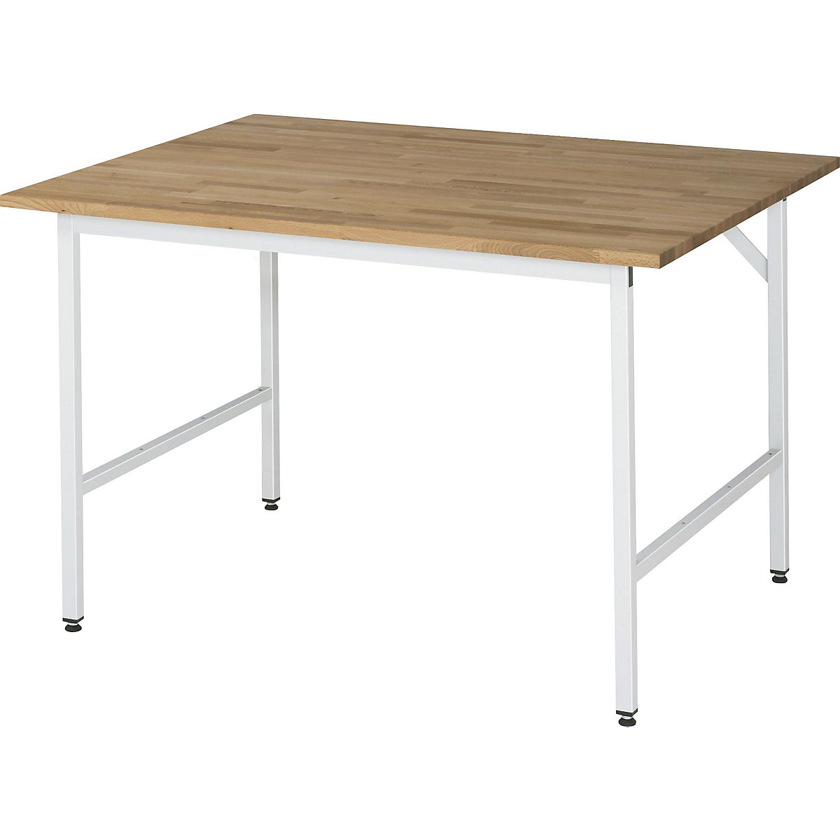 Pracovný stôl, výškovo prestaviteľný – RAU, 800 – 850 mm, masívna buková doska, š x h 1250 x 1000 mm, svetlošedá-13