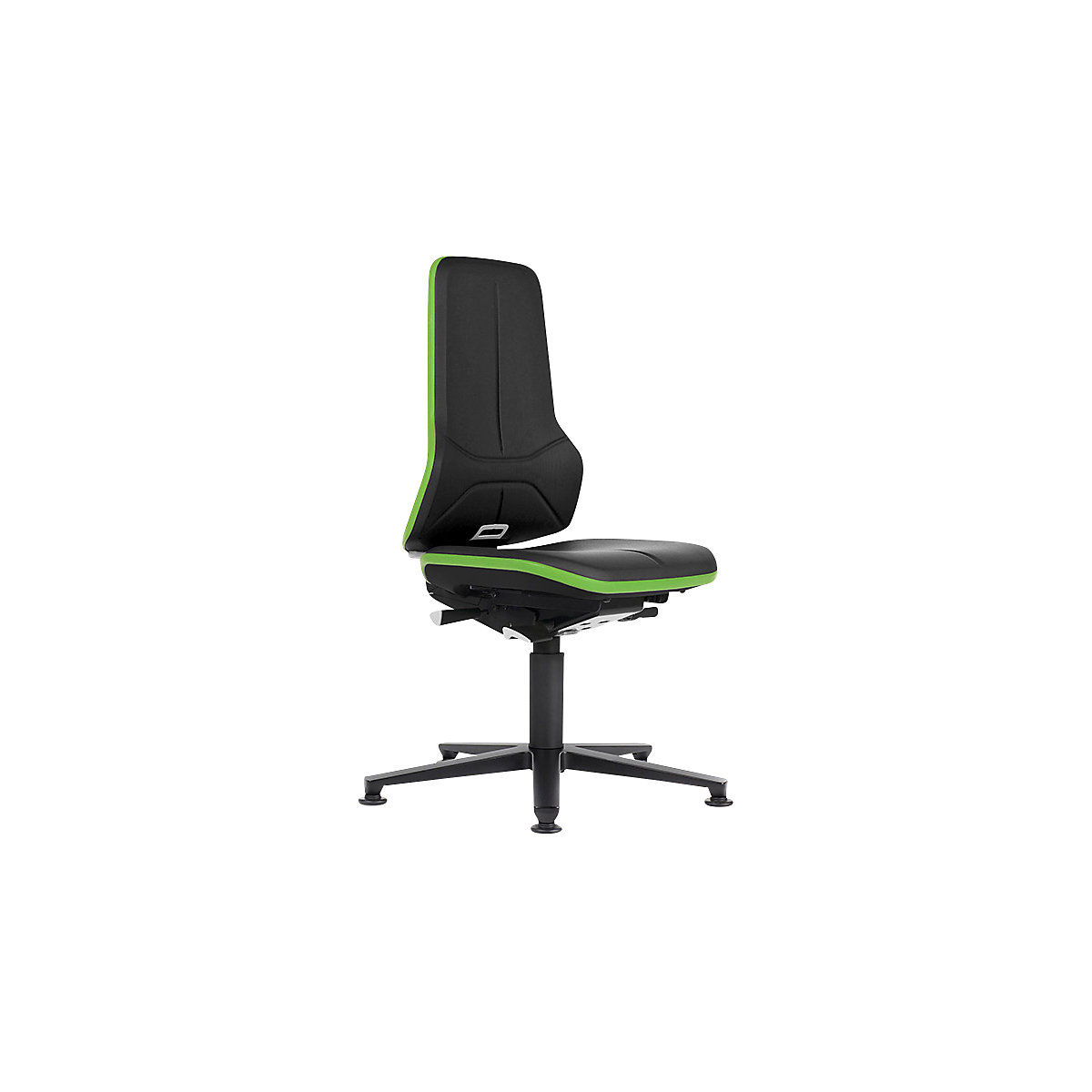 Průmyslová otočná židle NEON ESD, patky – bimos, permanentní kontakt, koženka, zelený flexibilní pás-2