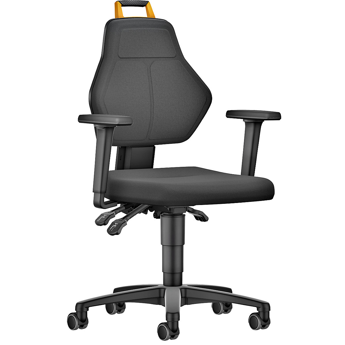 Pracovní otočná židle, černá – eurokraft pro, s kolečky, textilní potah
