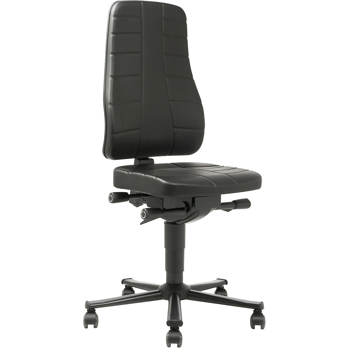 Pracovní otočná židle All-in-One – bimos, s kolečky, koženka, černá-8