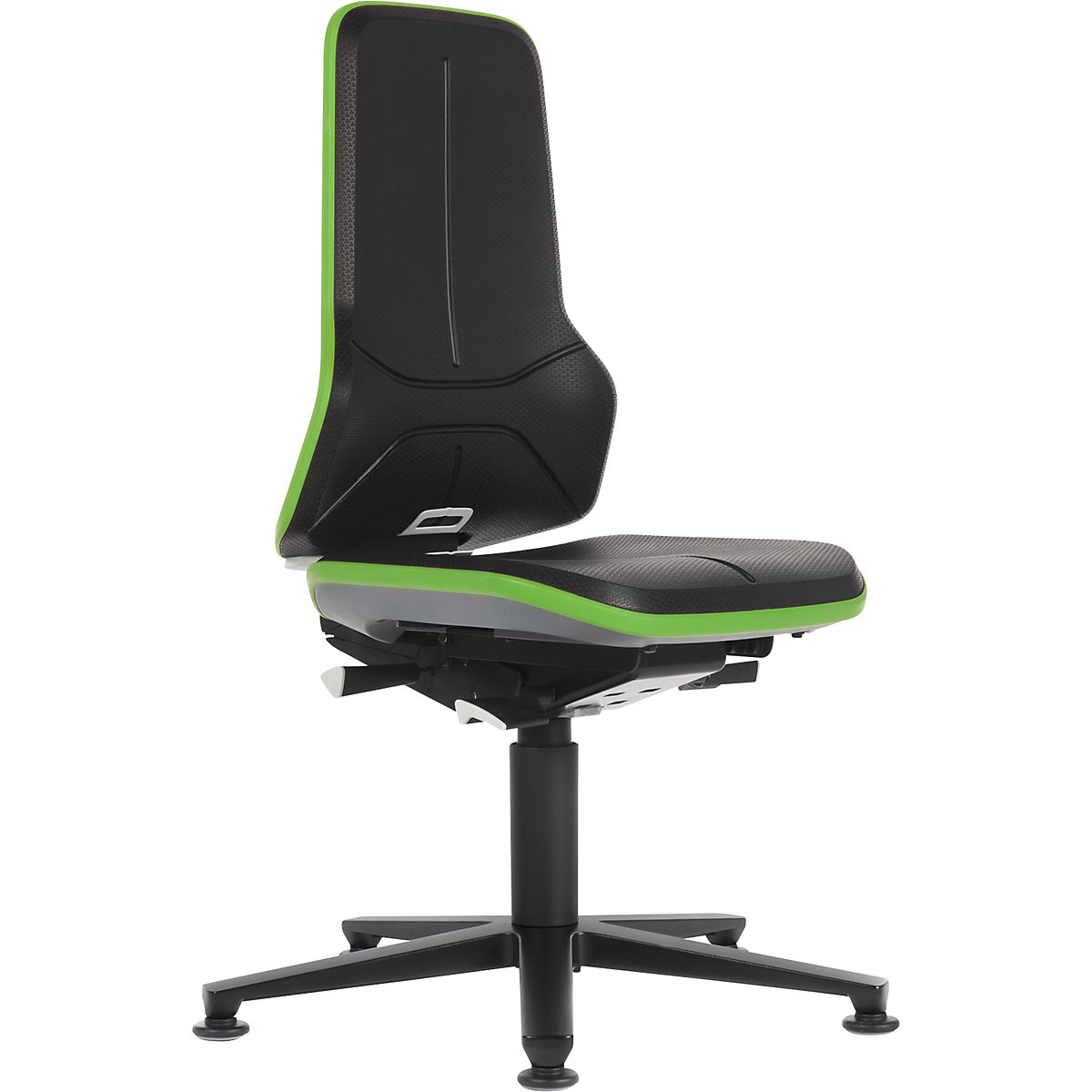 Pracovní otočná židle NEON, patky – bimos, permanentní kontakt, PU pěna, zelený flexibilní pás-15