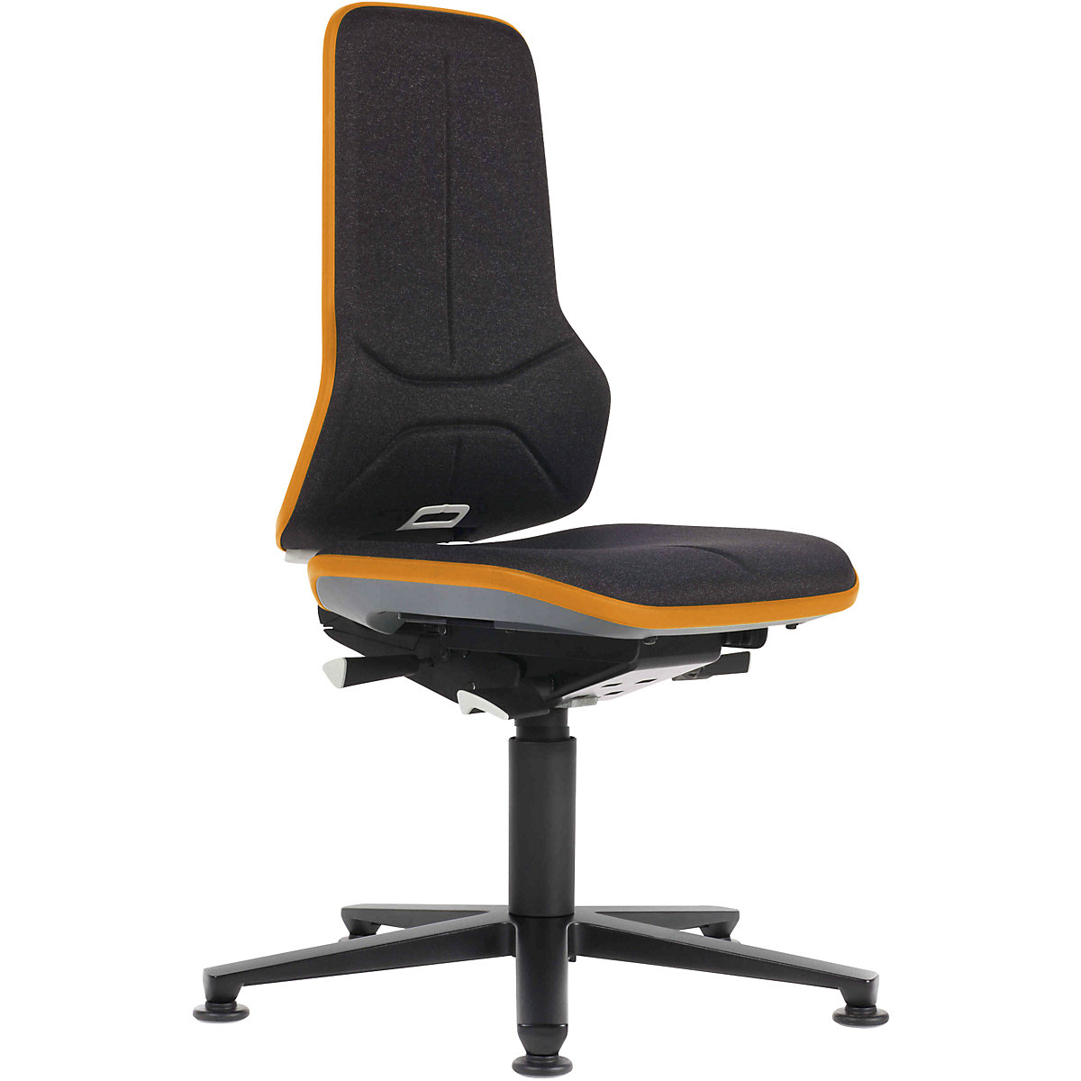 Pracovní otočná židle NEON, patky – bimos, permanentní kontakt, textil, oranžový flexibilní pás-12