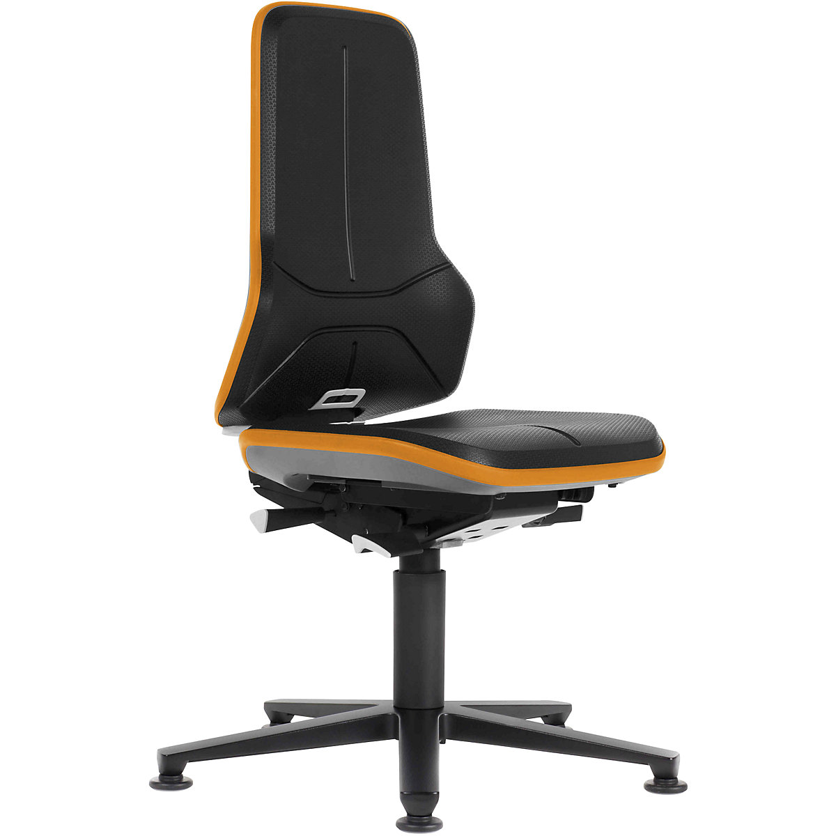 Pracovní otočná židle NEON, patky – bimos, permanentní kontakt, PU lehčená hmota, oranžový flexibilní pás-10