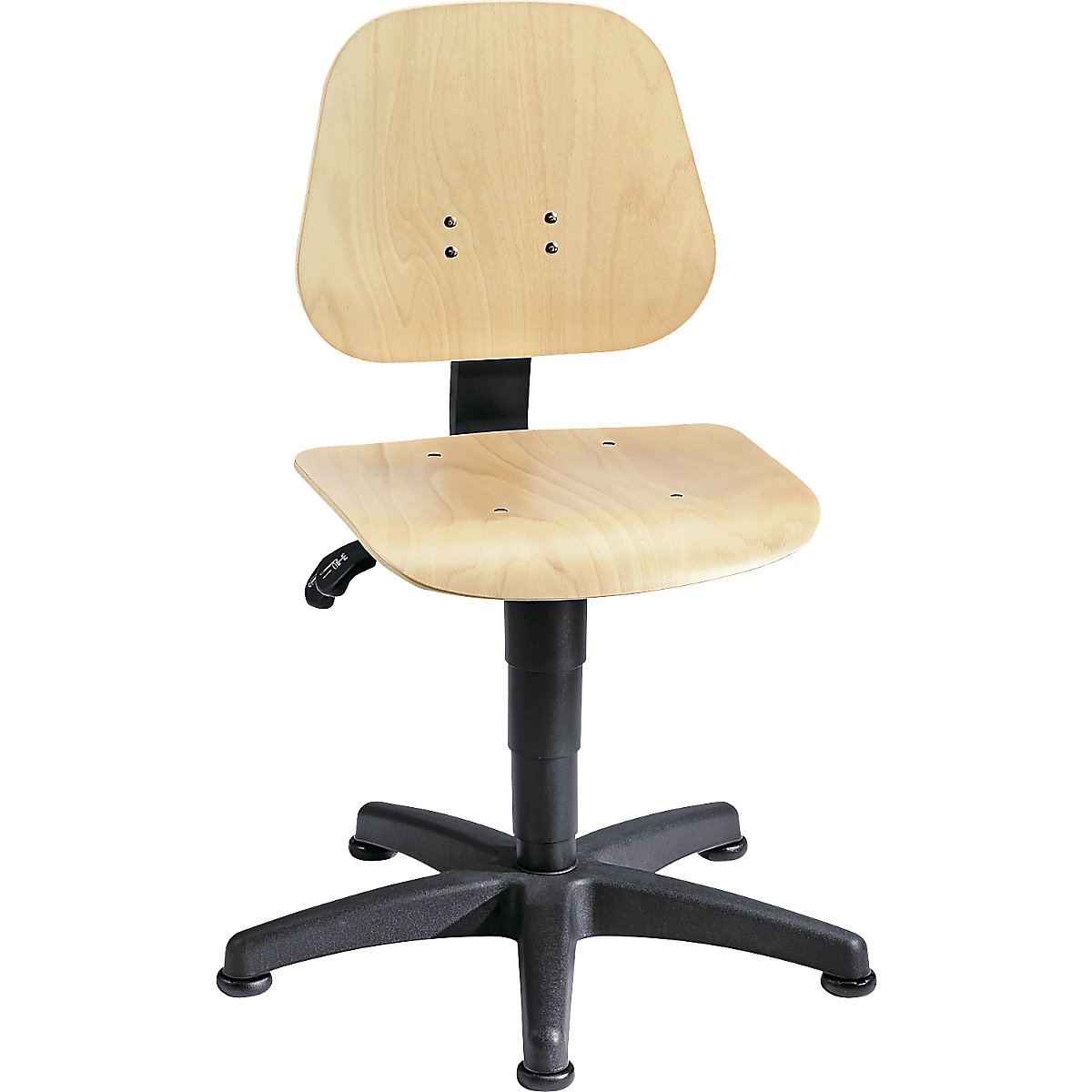 Pracovní otočná židle – bimos, s přestavováním výšky plynovým pístem, bukové vrstvené dřevo, s podlahovými patkami, od 3 ks-11