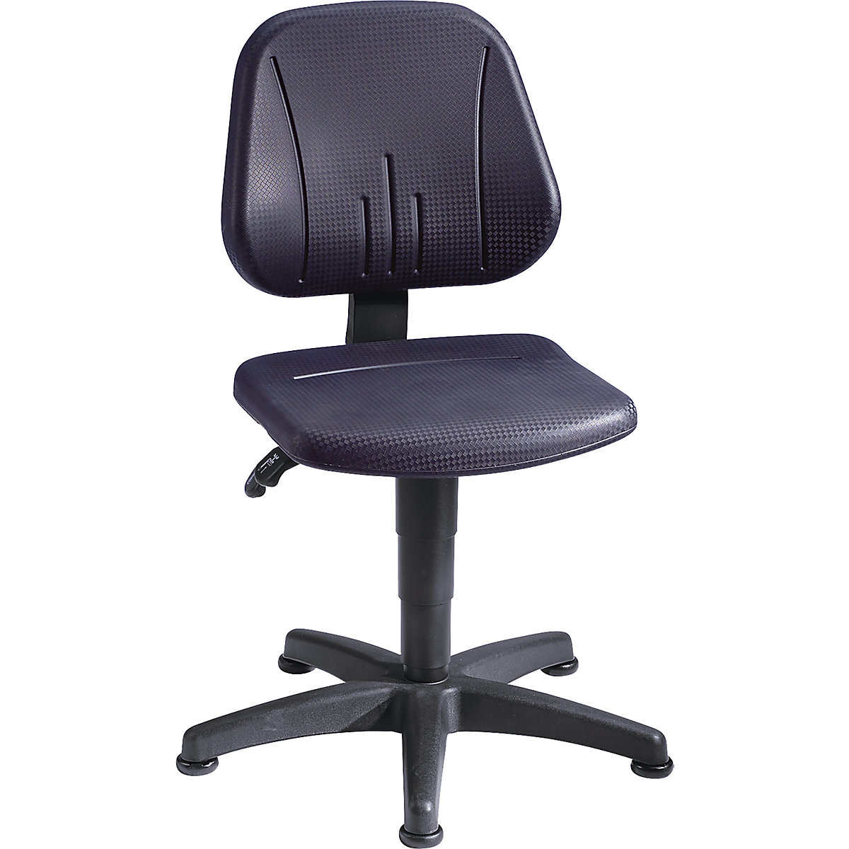 Pracovní otočná židle – bimos, s přestavováním výšky plynovým pístem, PU pěna, černá barva, s podlahovými patkami-7