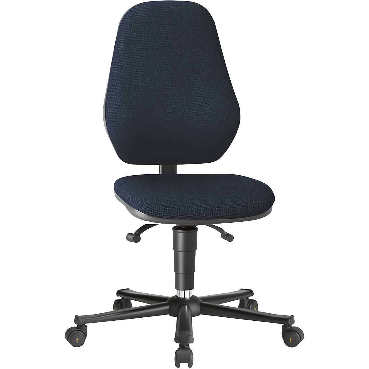 Pracovní otočná židle – bimos, s ochranou ESD, se synchronní mechanikou a regulací hmotnosti, s kolečky, modrý látkový potah-11