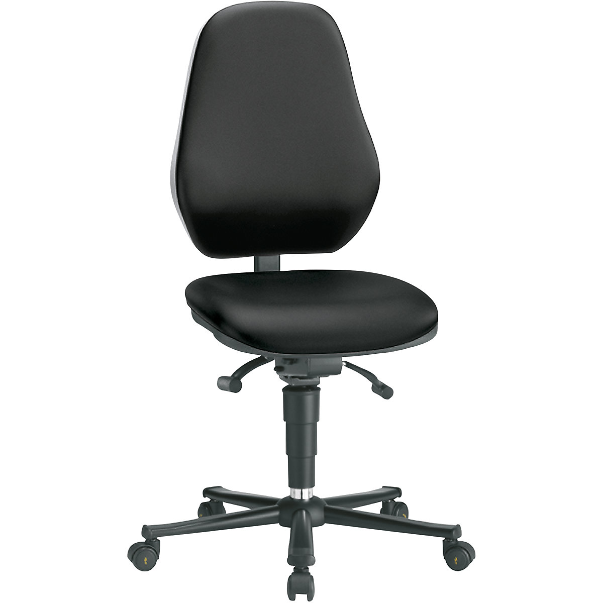 Pracovní otočná židle – bimos, s ochranou ESD, se synchronní mechanikou a regulací hmotnosti, s kolečky, černý koženkový potah-6