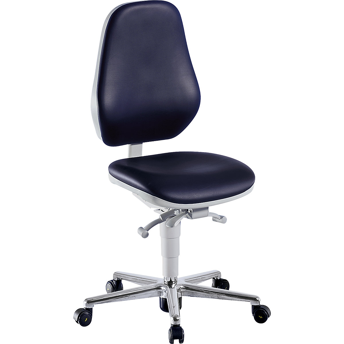 Pracovní otočná židle pro čisté prostory – bimos, s kolečky, permanentní kontakt, přestavování sklonu sedáku-2