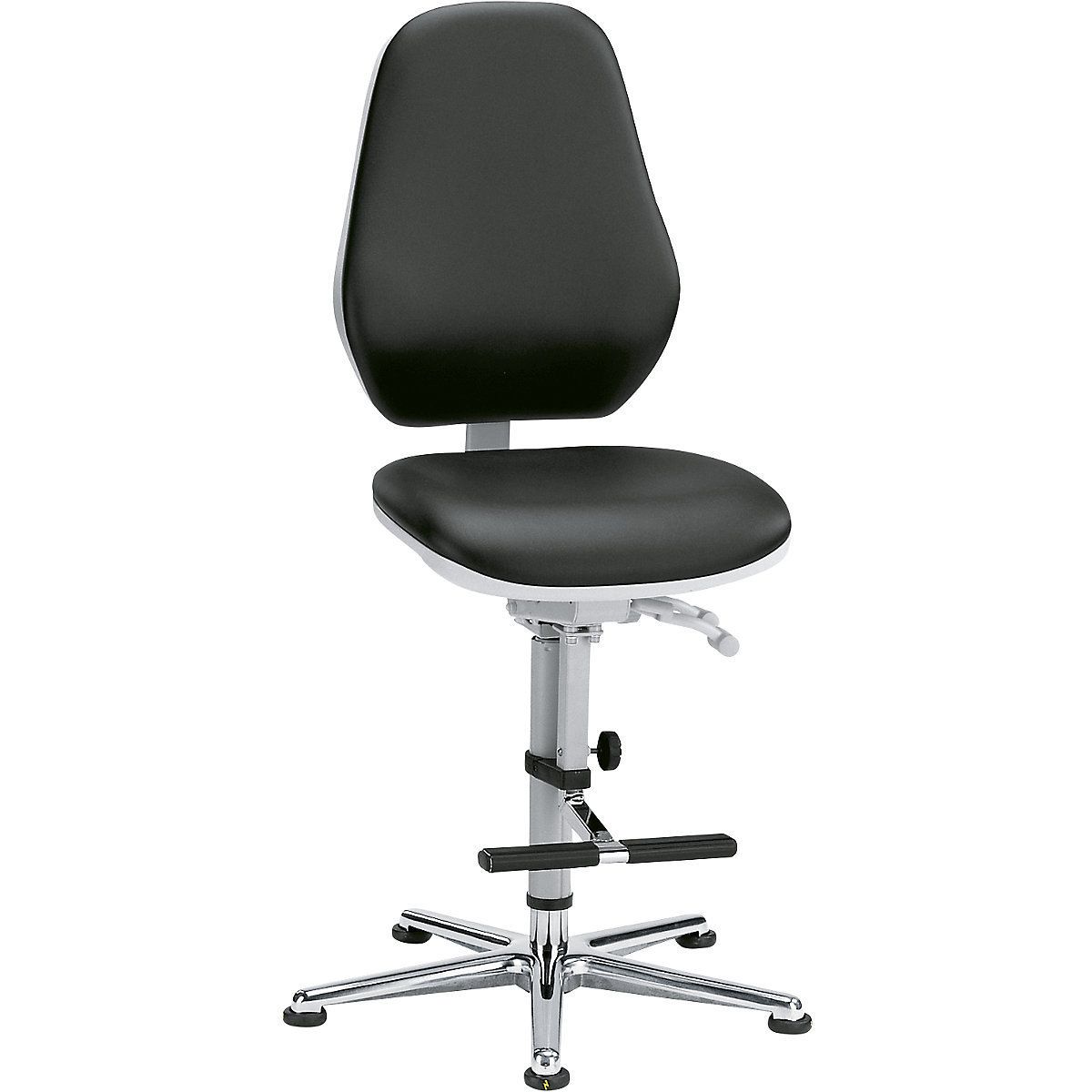 Pracovní otočná židle pro čisté prostory – bimos, s patkami a pomůckou pro výstup, permanentní kontakt, přestavování sklonu sedáku-2