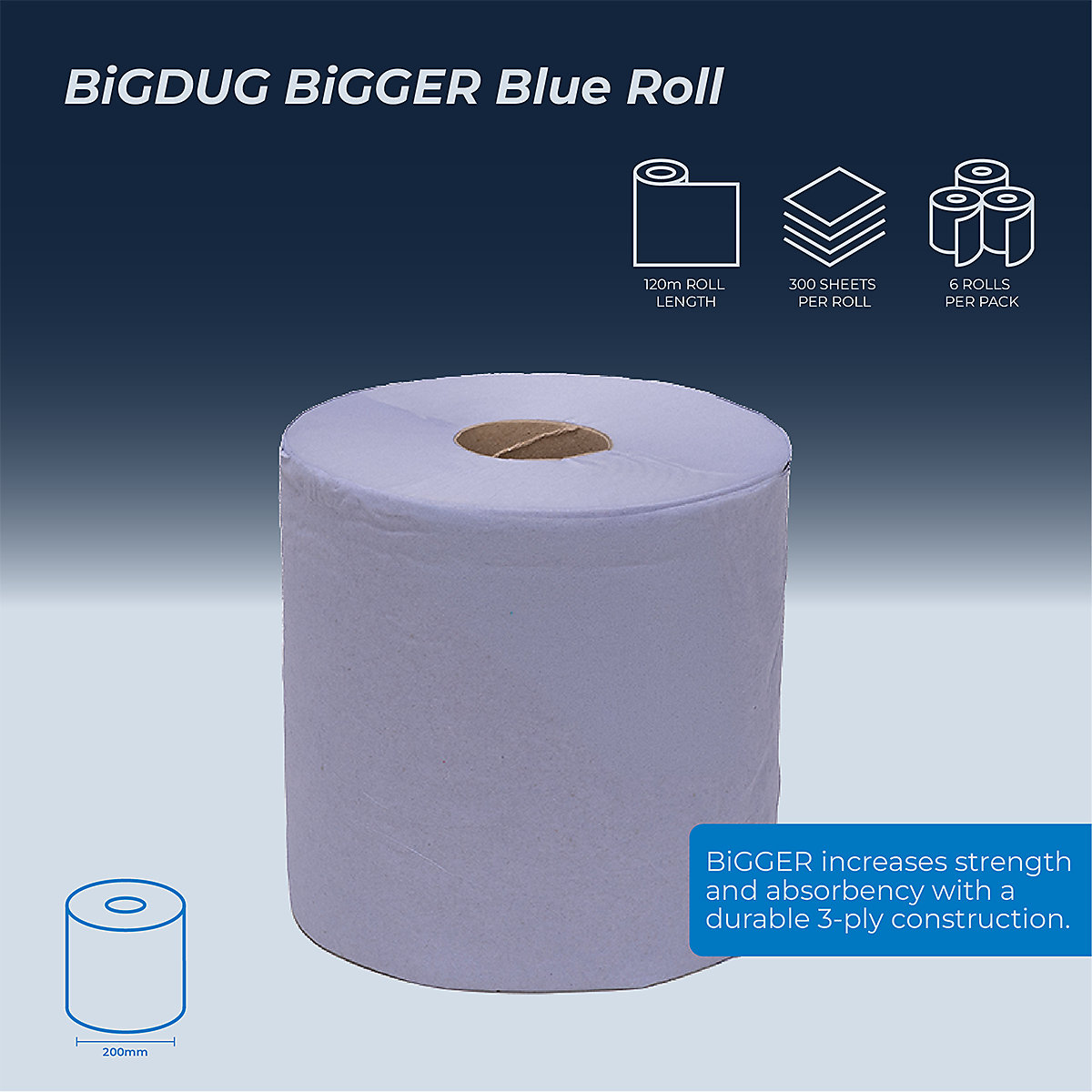 BiGDUG BiG & BiGGER Blue Centrefeed Roll (Product illustration 4)-3