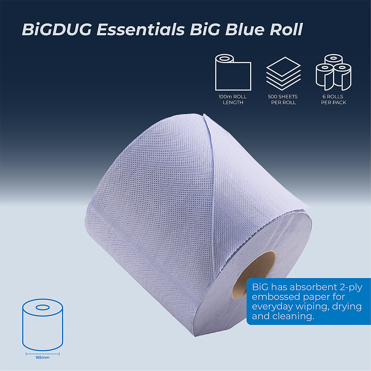 BiGDUG BiG & BiGGER Blue Centrefeed Roll (Product illustration 3)-2