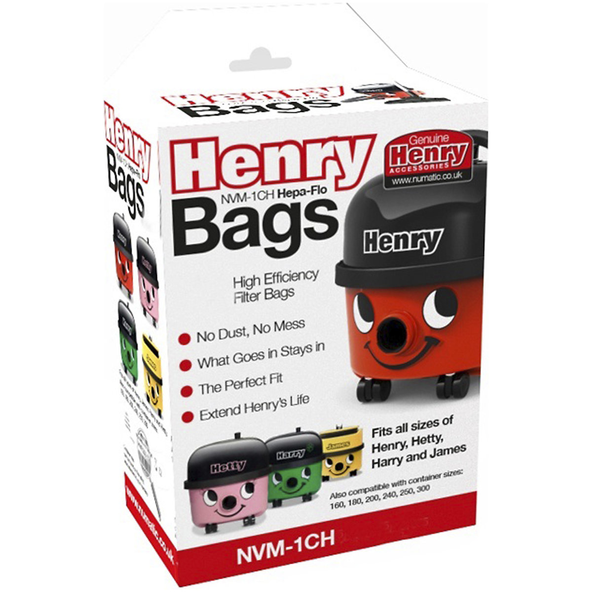 Numatic NVM-1CH HepaFlo Dust Bags | Pack of 80