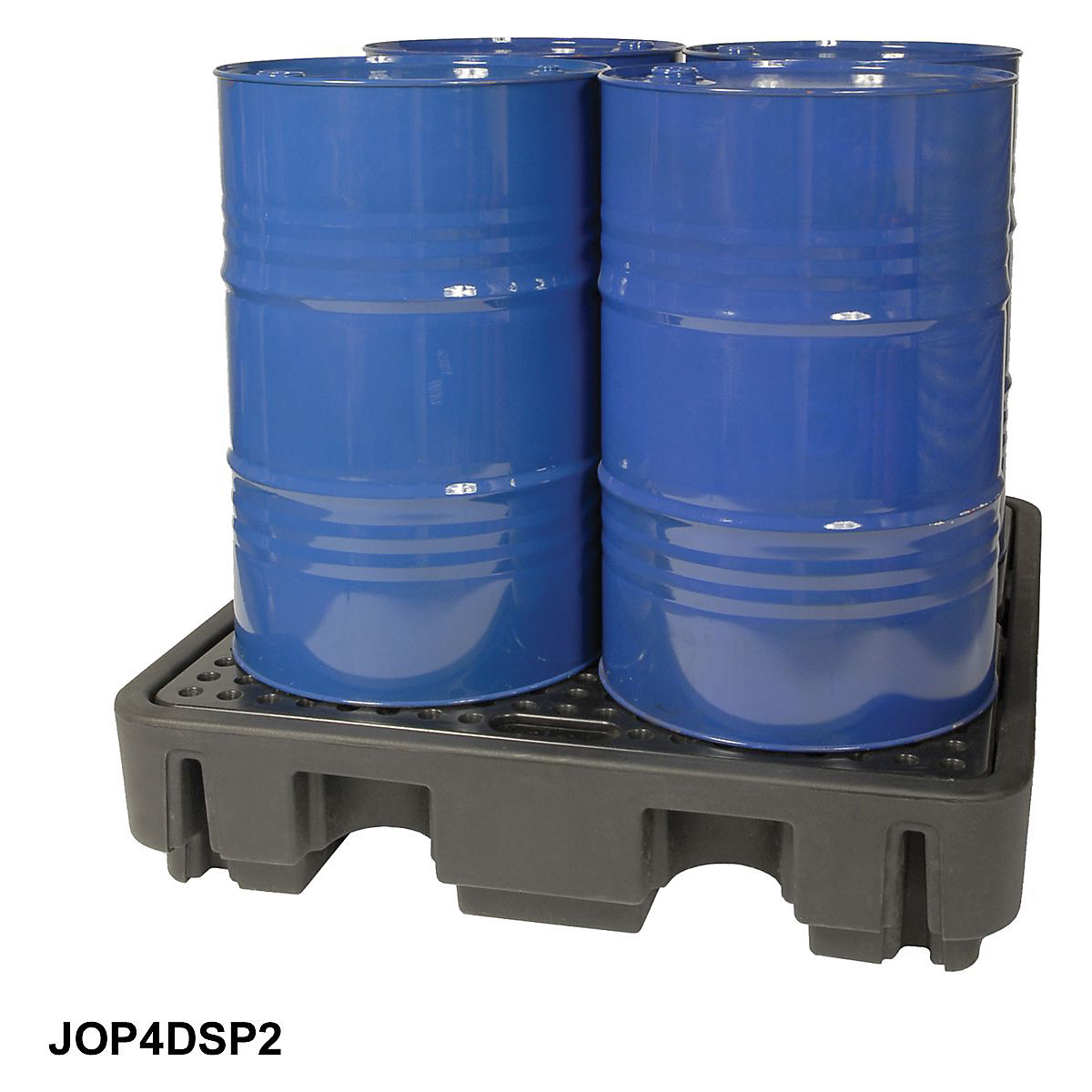 Plastic Four Drum Spill Pallets, Plastic Four Drum Spill Pallets, Plastic Four Drum Spill Pallet | 280h x 1380w x 1290d mm | 250 Litre Capacity | Black-2