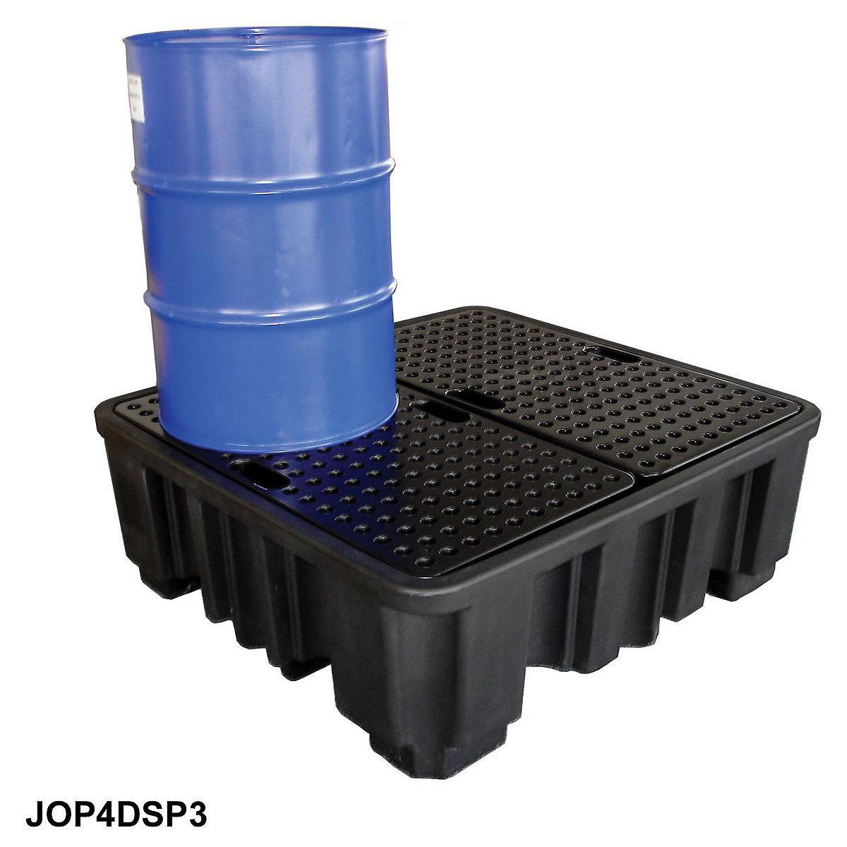 Plastic Four Drum Spill Pallets, Plastic Four Drum Spill Pallets, Plastic Four Drum Spill Pallet | 480h x 1380w x 1290d mm | 485 Litre Capacity | Black-4