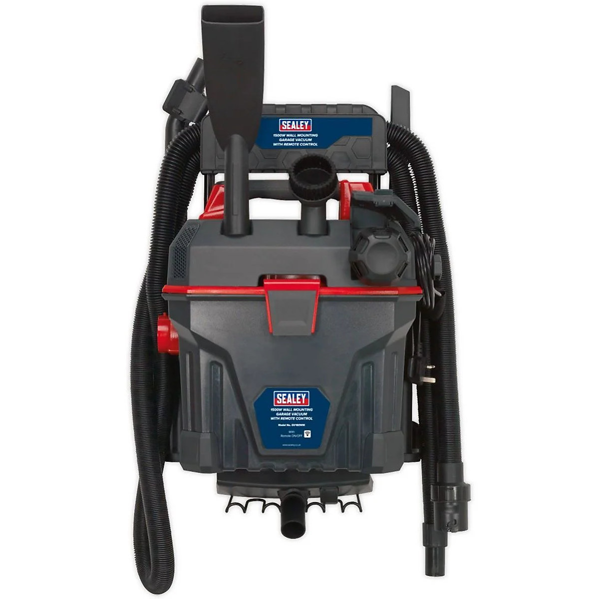 Sealey GV180WM Wall Mounted Garage Wet And Dry Remote Control Vacuum Cleaner | 1500W | 18L