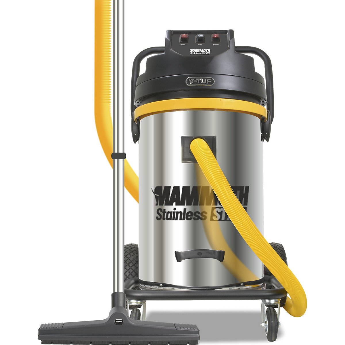 V-TUF Mammoth Stainless Wet & Dry Twin Motor Industrial Vacuum Cleaner | Auto Pump Out | 80L | 240V (Product illustration 2)-1