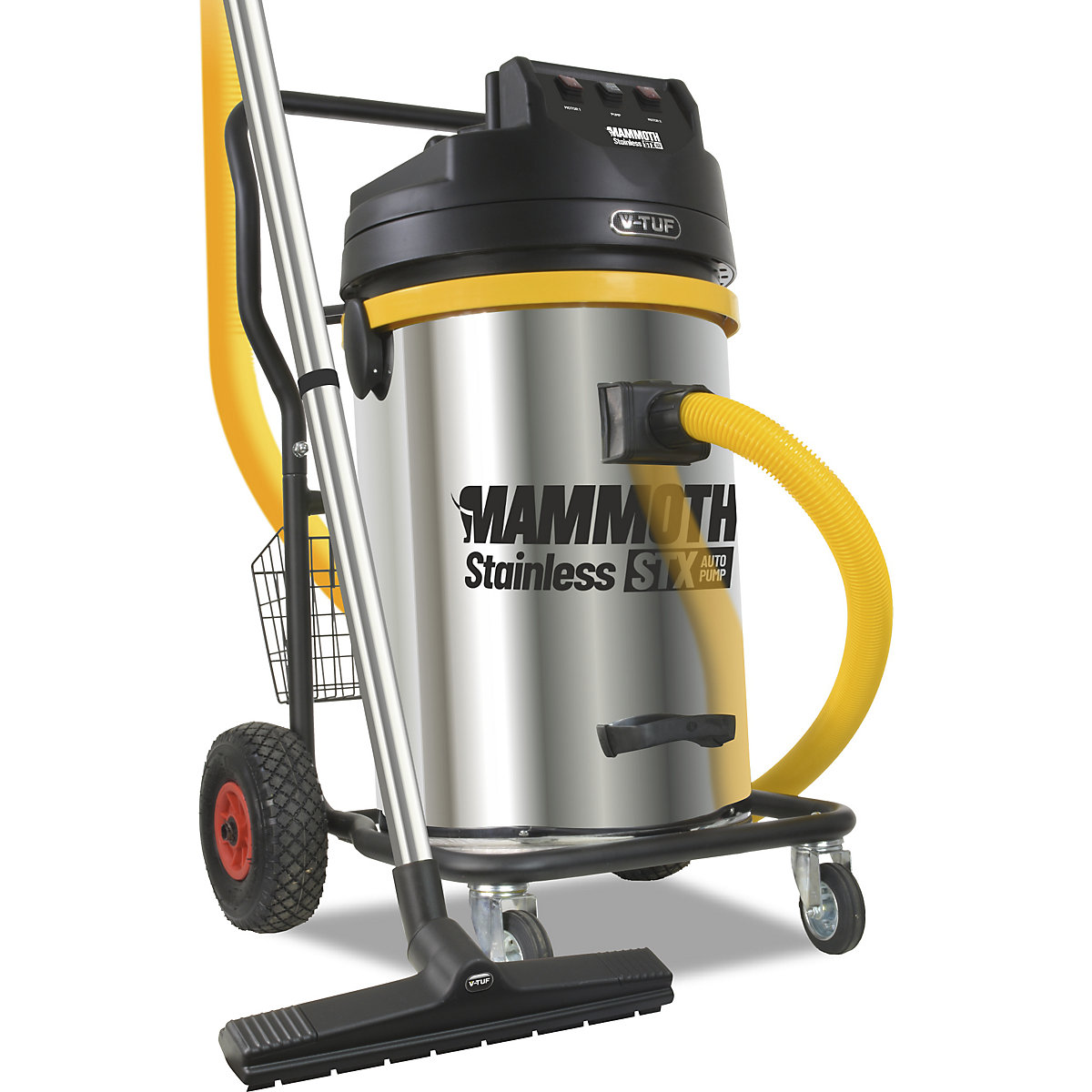 V-TUF Mammoth Stainless Wet & Dry Twin Motor Industrial Vacuum Cleaner | Auto Pump Out | 80L | 240V