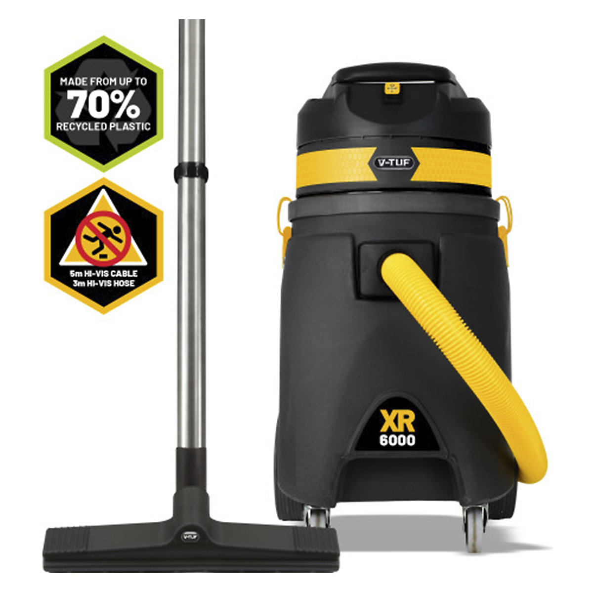 V-TUF Wet & Dry Industrial Vacuum Cleaners, V-TUF Wet & Dry Industrial Vacuum Cleaners, V-TUF XR6000 Wet & Dry Industrial Vacuum Cleaner | 770h x 410w x 430d mm | 240V | 60 Litre | 1700W-6