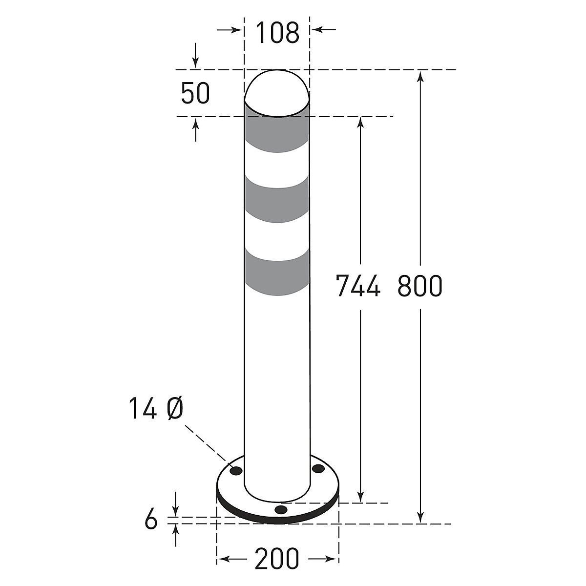 TRAFFIC-LINE Galvanished Steel Point Protection Bollard (Product illustration 13)-12