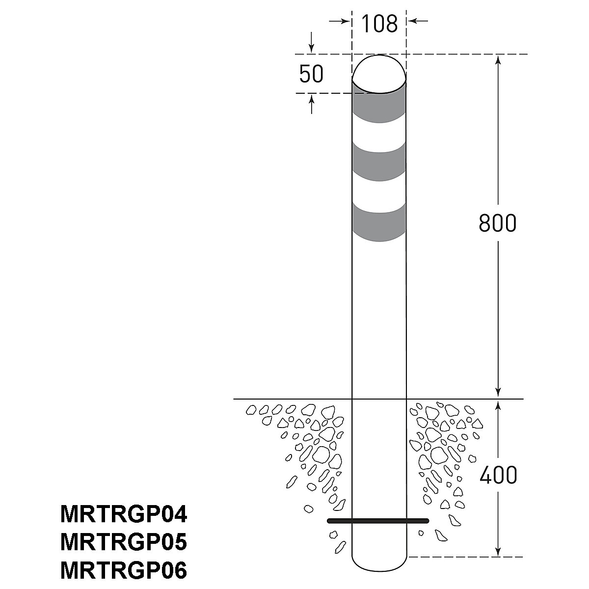 TRAFFIC-LINE Galvanished Steel & Powder Coated White Point Protection Bollard (Product illustration 9)-8