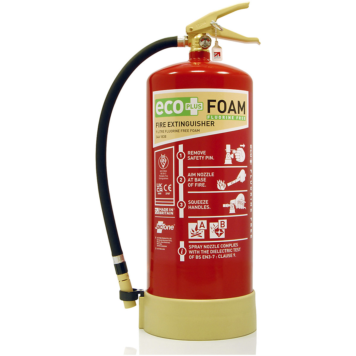 Premium Eco Plus Foam Fire Extinguishers | Fluorine Free, Premium Eco Plus Foam Fire Extinguishers | Fluorine Free, Eco Plus Fluorine Free Foam Fire Extinguisher | 572h x 189 Dia. mm | 9 Litre Capacity | Red-1