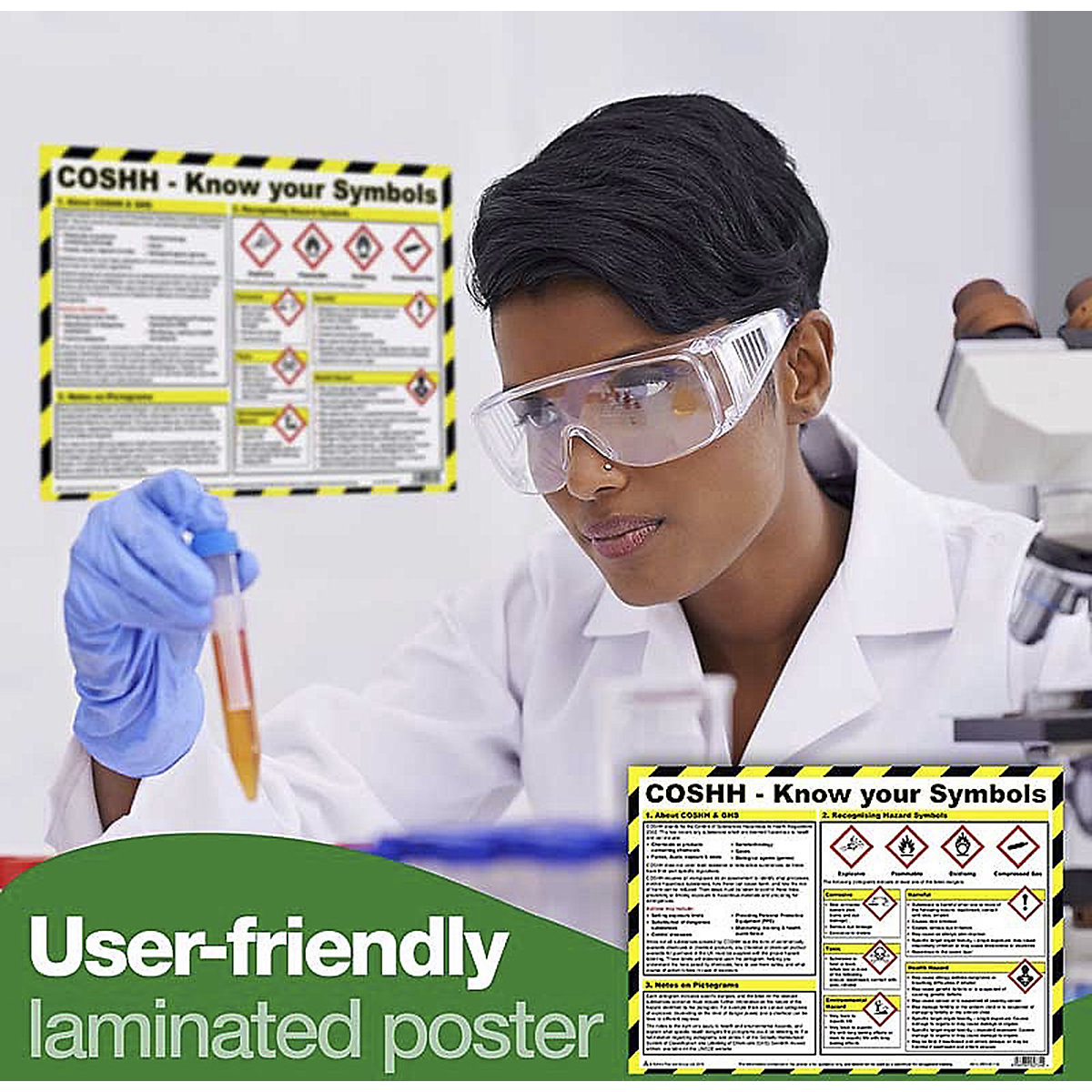 Safety First Aid COSHH Know Your Symbols Laminated Poster (Product illustration 2)-1
