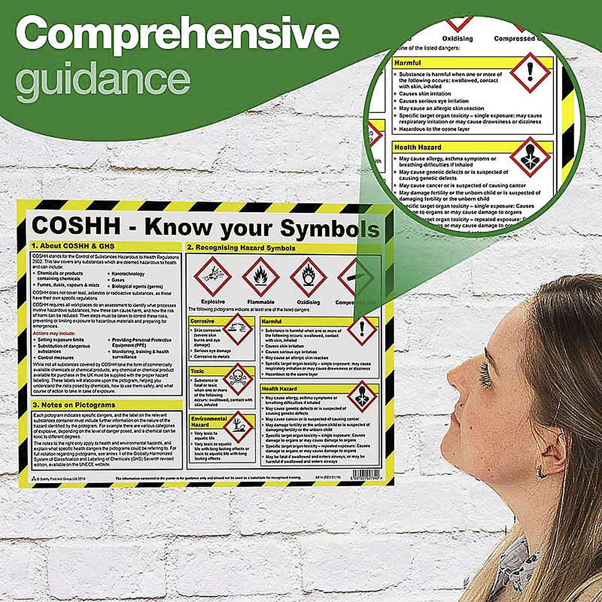 Safety First Aid COSHH Know Your Symbols Laminated Poster (Product illustration 3)-2