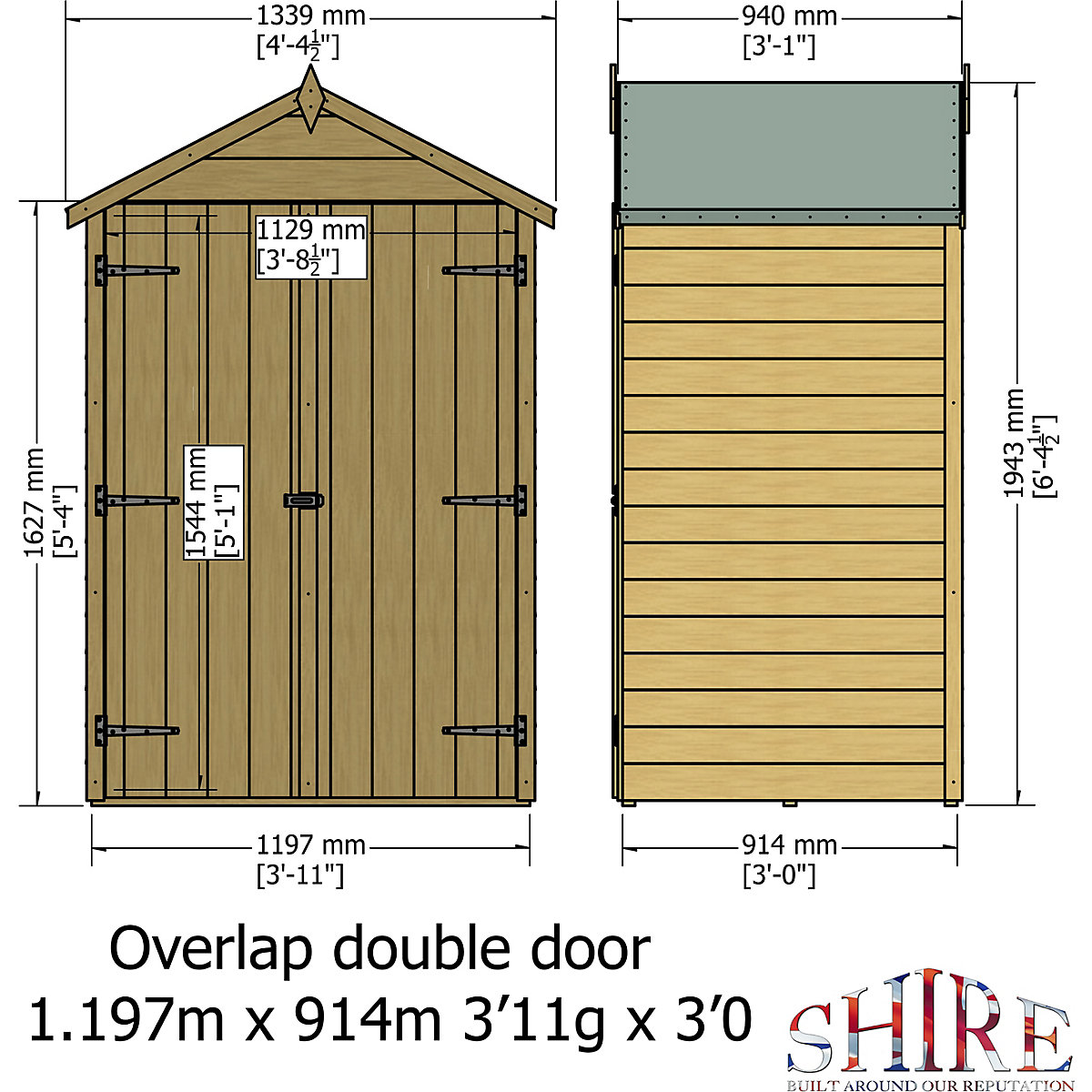 Compact Overlap Apex Shed 4ft x 3ft With Optional 3 Shelves (Product illustration 7)-6