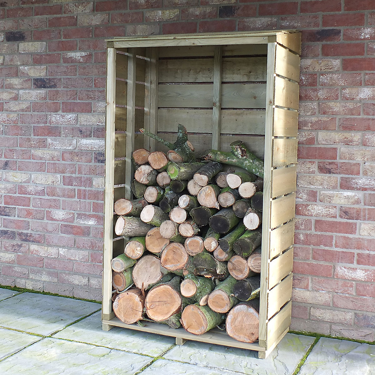 Shire Tall Wall Log Store | Sawn | Pressure Treated (Product illustration 2)-1
