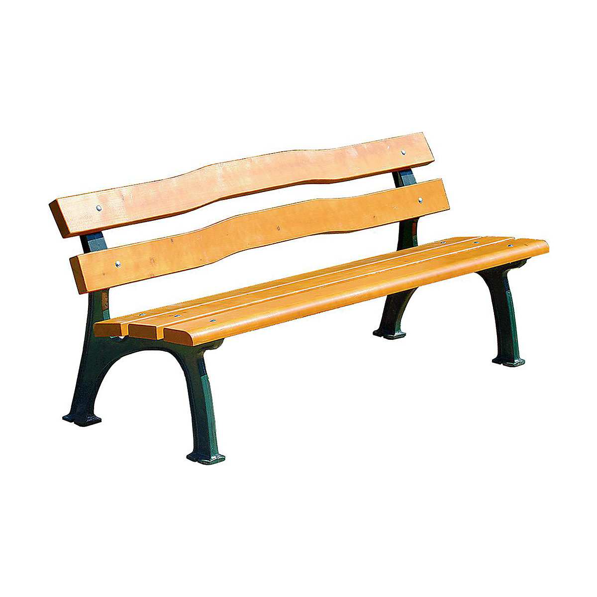 Metal Park Benches with Solid Wood Slats