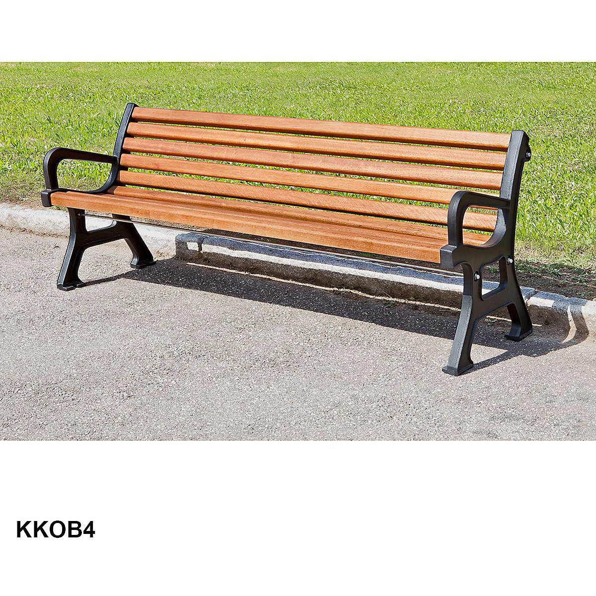 Outdoor Benches with Solid Wood Slats (Product illustration 6)-5