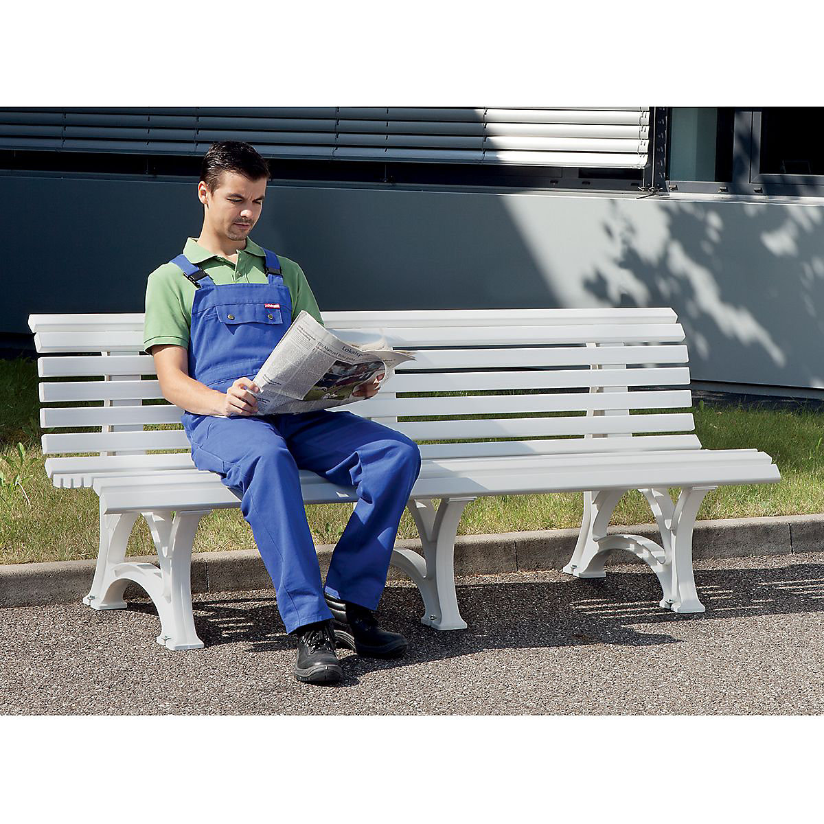Plastic Park Bench White (Product illustration 8)-7
