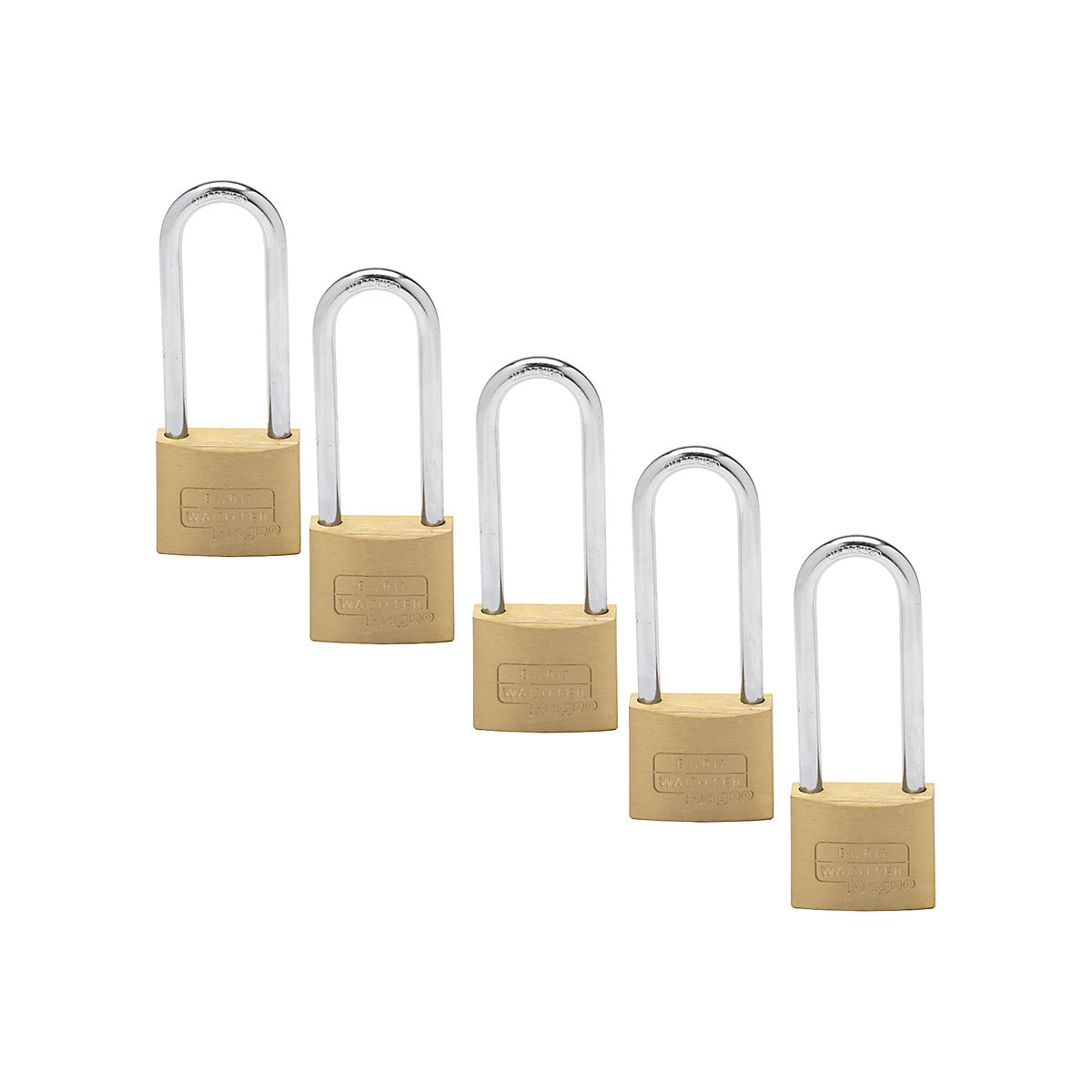 BURG-WACHTER Solid Brass Padlocks, BURG-WACHTER Solid Brass Padlocks, BURG-WACHTER Solid Brass Padlock | 50w mm | Long Shackle | Keyed Alike | Pack of 5-3