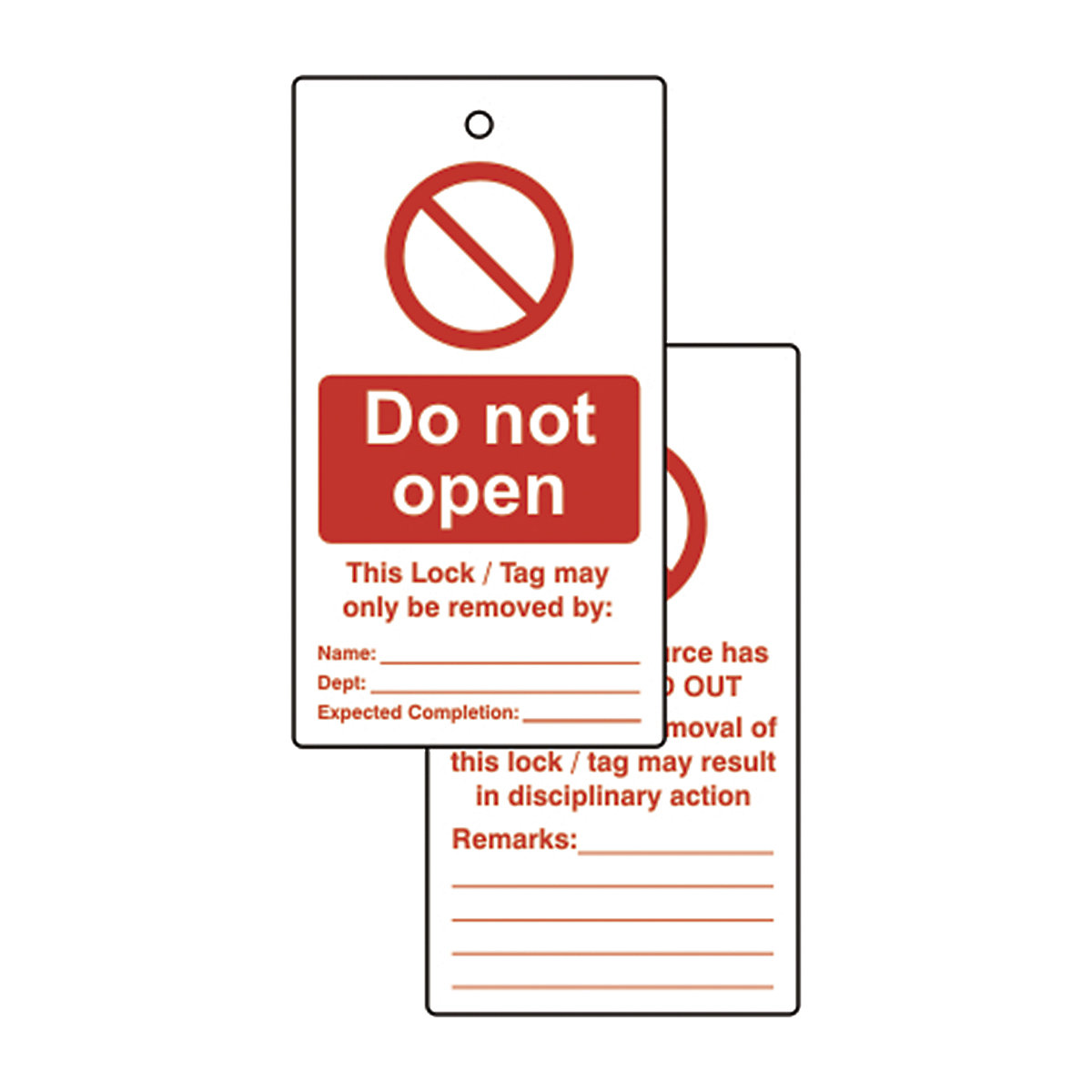 Double Sided Lockout Tags, Double Sided Lockout Tags, Do Not Open' Lockout Tag | Red/White  | Double Sided | Pack Of 10-2