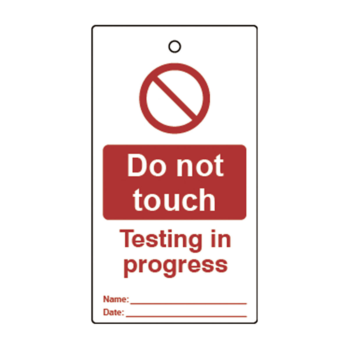 Double Sided Lockout Tags, Double Sided Lockout Tags, Do Not Touch Testing In Progress' Lockout Tag | Red/White | Double Sided | Pack Of 10-11