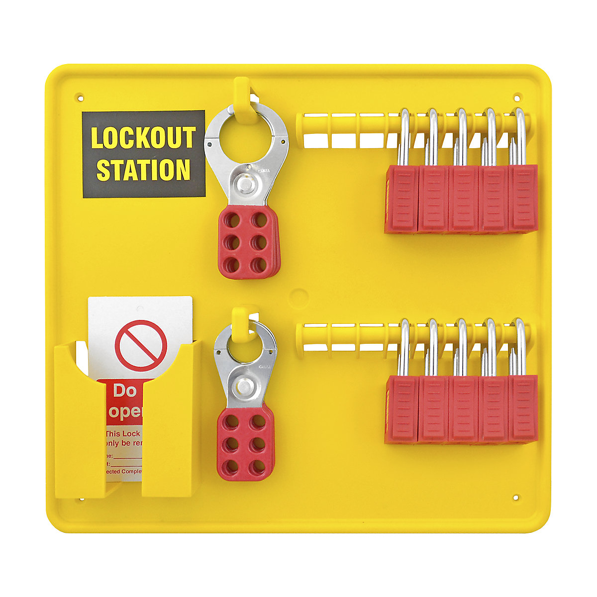 Full Lockout Board Kits | 7 or 16 Padlocks, Full Lockout Board Kits | 7 or 16 Padlocks, Full Lockout Board Kit | 345 x 345 x 40mm | 16 Padlock Station | Filled | Yellow-1