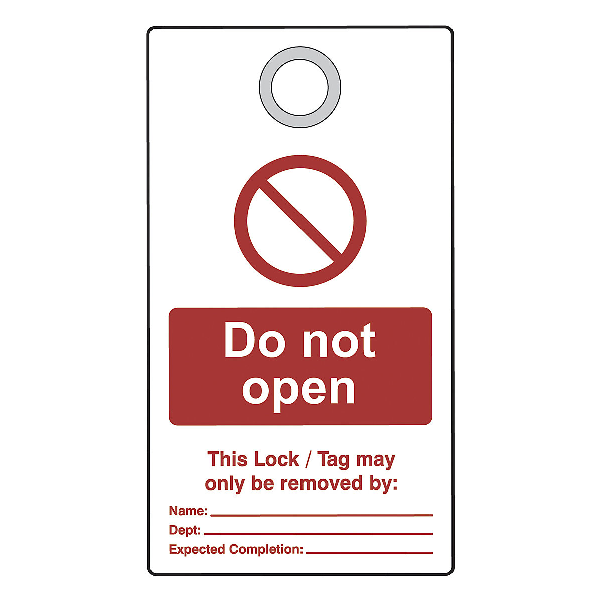 Lockout Tags With Eyelets, Lockout Tags With Eyelets, Do Not Open' Lockout Tag With Eyelet | Red/White | Pack Of 10-12