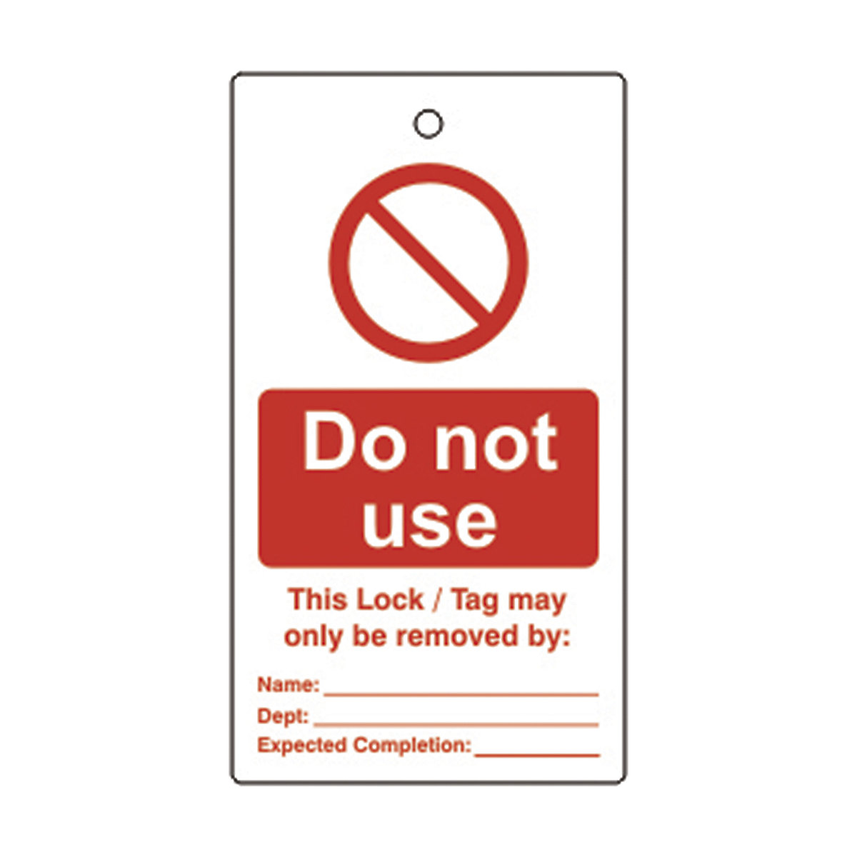 Single Sided Lockout Tags