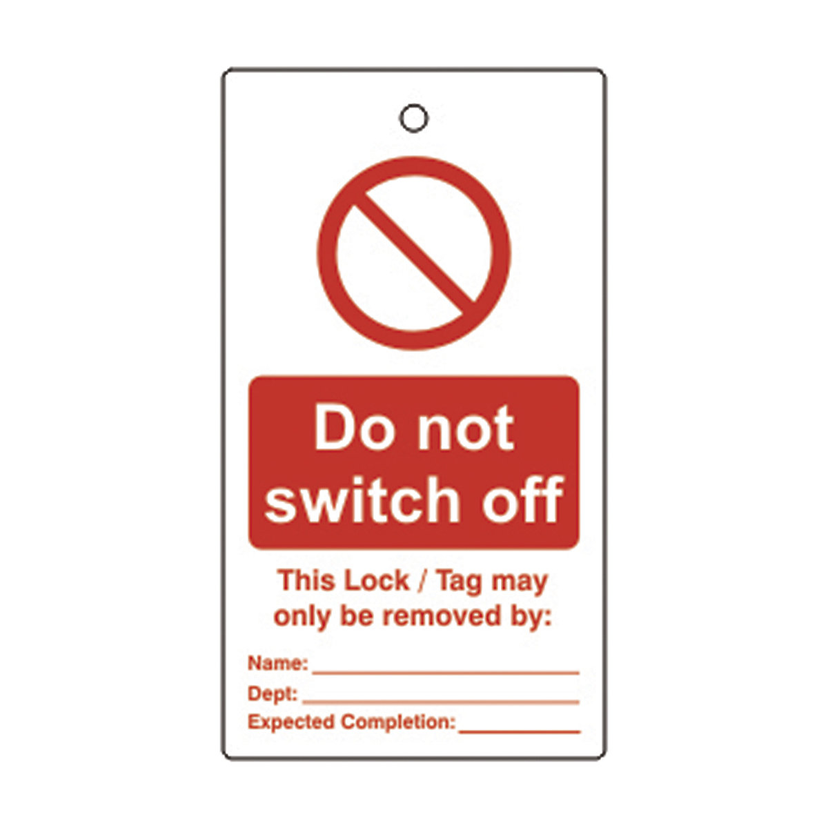 Single Sided Lockout Tags