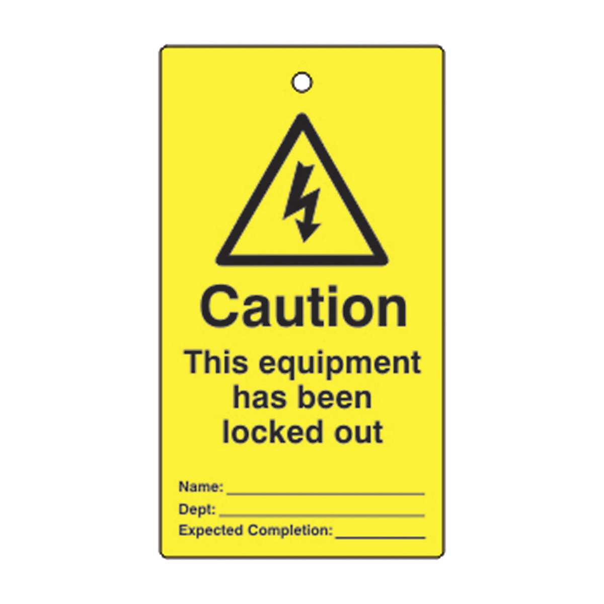 Single Sided Lockout Tags, Single Sided Lockout Tags, Caution This Equipment Has Been Locked Out' Lockout Tag | Yellow/Black | Single Sided | Pack Of 10-6