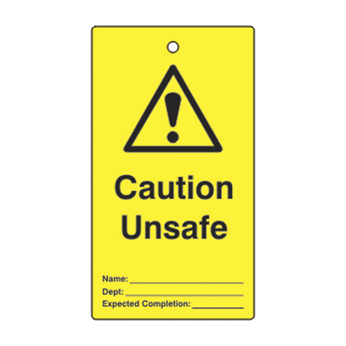 Single Sided Lockout Tags, Single Sided Lockout Tags, Caution Unsafe' Lockout Tag | Yellow/Black | Single Sided | Pack Of 10-7
