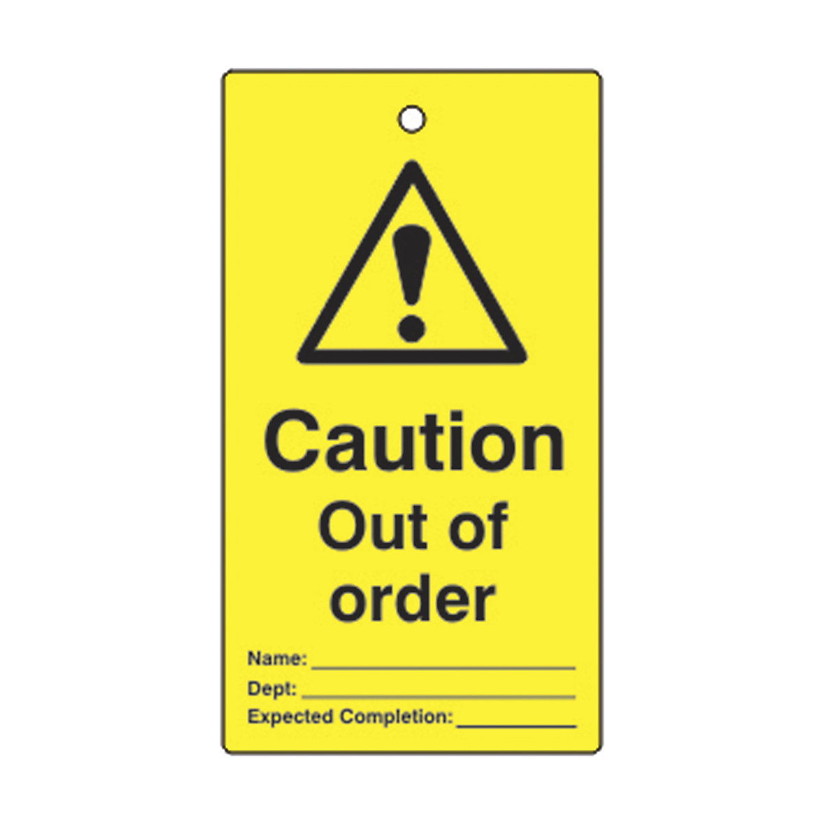 Single Sided Lockout Tags, Single Sided Lockout Tags, Caution Out Of Order' Lockout Tag | Yellow/Black | Single Sided | Pack Of 10-8